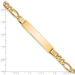 14k Polished Semi-Solid Chain/Solid Plate Figaro Link 39x8mm Plate 8 inch ID Bracelet - Image 3