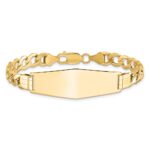 14k Polished Semi-Solid Chain/Solid Plate Curb Link Soft Diamond Shape 39x14mm Plate 8 inch ID Bracelet - Image 3