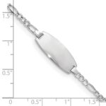 14k White Gold Polished Semi-Solid Chain/Solid Plate Figaro Link Oval 18.5x8.5mm Plate 7 inch ID Bracelet - Image 3