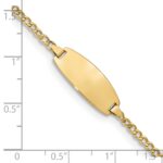 14k Polished Semi-Solid Chain/Solid Plate Curb Link Oval 18.5x8.5mm Plate 6 inch Baby/Child ID Bracelet - Image 3