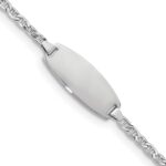 14k White Gold Polished Semi-Solid Chain/Solid Plate Anchor Link Oval 18.5x8.5mm Plate 6 inch Baby/Child ID Bracelet