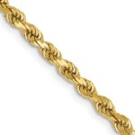 14K 3mm Semi Solid Diamond-cut Rope with Lobster Clasp Chain