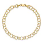 14k 6mm Solid Triple Link Charm Bracelet - Image 3