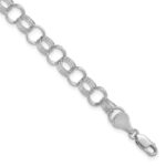 14k White Gold 7mm Solid Triple Link Charm Bracelet