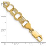 14k 8mm Solid Polished and Textured Triple Link Charm Bracelet - Image 3