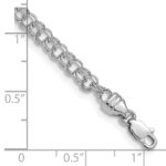 14k White Gold 3.75mm Diamond-cut Solid Heavy Double Link Charm Bracelet - Image 3