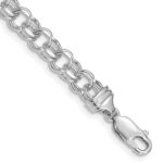 14k White Gold 5.5mm Diamond-cut Solid Heavy Double Link Charm Bracelet