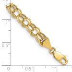 14k 6mm Hollow Diamond-cut Double Link Charm Bracelet - Image 3