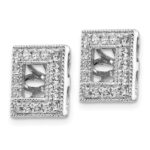 14k White Gold 1/2 carat Diamond Square Earring Jackets - Image 2