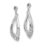 14k White Gold Twisted Teardrop 1/20 carat Diamond Earring Jackets - Image 2