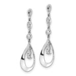 14k White Gold 1/8 carat Diamond Teardrop Dangle Earring Jackets - Image 2