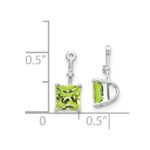 14k White Gold Diamond and 5mm Square Peridot Earring Jackets - Image 3