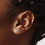 14k White Gold 1/6 carat Lab Grown Diamond VS+ F+ Round Complete Four Prong Heavyweight Stud Earrings - Image 3