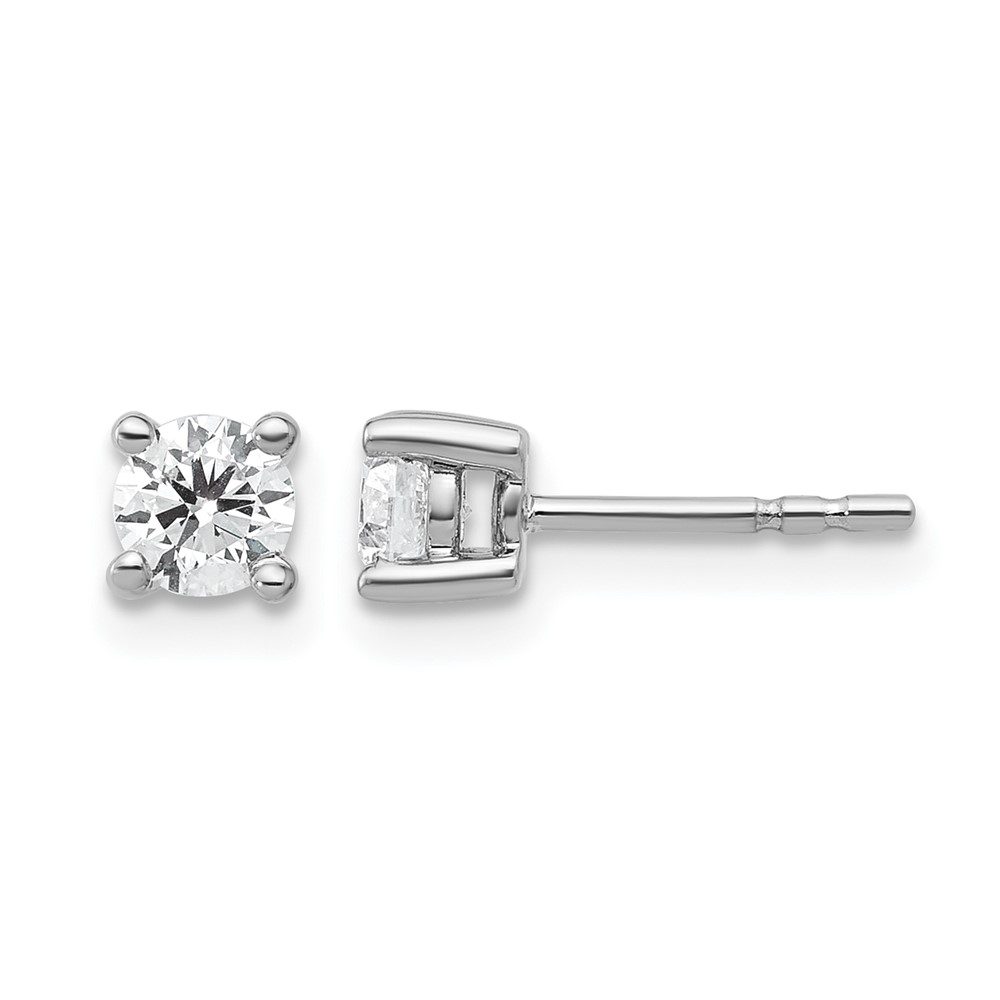 EM1006-050-WAA-5.jpg 14k White Gold 1/2 carat Certified Lab Grown Diamond VS/SI+ G+ Round Complete Four Prong Heavyweight Stud Earrings - Image 1
