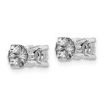 18k White Gold 3/4 carat Lab Grown Diamond VS+ F+ Round Complete Four Prong Stud Earrings - Image 3