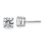 Sterling Silver Rhodium-plated 2 carat Lab Grown Diamond VS+ F+ Round Complete Four Prong Stud Earrings
