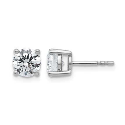 14k White Gold 2 carat Certified Lab Grown Diamond VS/SI+ G+ Round Complete Four Prong Heavyweight Stud Earrings