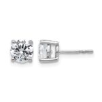 14k White Gold 2 carat Lab Grown Diamond VS+ F+ Round Complete Four Prong Heavyweight Stud Earrings