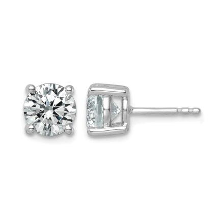 14k White Gold 2 1/2 carat Lab Grown Diamond VS/SI+ G+ Round Complete Four Prong Lightweight Stud Earrings