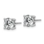 18k White Gold 3 carat Lab Grown Diamond VS+ F+ Round Complete Four Prong Stud Earrings - Image 2