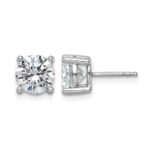 14k White Gold 3 carat Certified Lab Grown Diamond VS+ F+ Round Complete Four Prong Heavyweight Stud Earrings