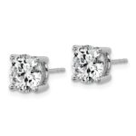 18k White Gold 4 carat Lab Grown Diamond VS+ F+ Round Complete Four Prong Stud Earrings - Image 2