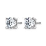 14k White Gold 4 carat Lab Grown Diamond VS/SI+ G+ Round Complete Four Prong Heavyweight Stud Earrings - Image 2