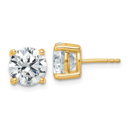 18k 5 carat Lab Grown Diamond VS+ F+ Round Complete Four Prong Stud Earrings
