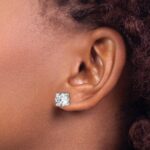 14k White Gold 5 carat Lab Grown Diamond VS+ F+ Round Complete Four Prong Heavyweight Stud Earrings - Image 3