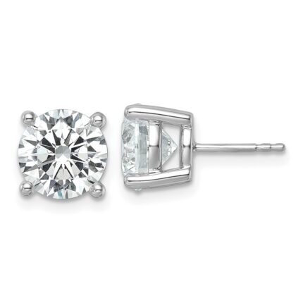 18k White Gold 6 carat Lab Grown Diamond VS+ F+ Round Complete Four Prong Stud Earrings
