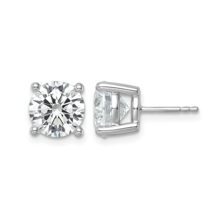 14k White Gold 6 carat Certified Lab Grown Diamond VS+ F+ Round Complete Four Prong Lightweight Stud Earrings