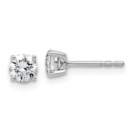 14k White Gold 3/4 carat Lab Grown Diamond VS/SI+ G+ Round Complete Four Prong Lightweight Stud Earrings