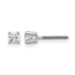 14k White Gold 1/5 carat Lab Grown Diamond VS/SI+ G+ Round Complete Four Prong Screwback Heavyweight Stud Earrings
