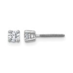 14k White Gold 1/4 carat Certified Lab Grown Diamond VS/SI+ G+ Round Complete Four Prong Screwback Heavyweight Stud Earrings