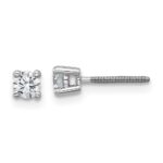 18k White Gold 1/3 carat Certified Lab Grown Diamond VS+ F+ Round Complete Four Prong Screwback Stud Earrings