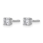 14k White Gold 1/3 carat Lab Grown Diamond VS+ F+ Round Complete Four Prong Screwback Heavyweight Stud Earrings - Image 2