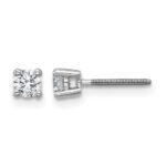 14k White Gold 1/3 carat Lab Grown Diamond VS/SI+ G+ Round Complete Four Prong Screwback Heavyweight Stud Earrings