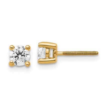 18k 1/2 carat Certified Lab Grown Diamond VS+ F+ Round Complete Four Prong Screwback Stud Earrings