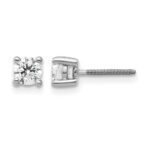 14k White Gold 1/2 carat Lab Grown Diamond VS+ F+ Round Complete Four Prong Screwback Heavyweight Stud Earrings