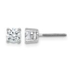 14k White Gold 3/4 carat Lab Grown Diamond VS+ F+ Round Complete Four Prong Screwback Heavyweight Stud Earrings
