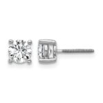 14k White Gold 1 carat Lab Grown Diamond VS+ F+ Round Complete Four Prong Screwback Heavyweight Stud Earrings
