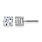 14k White Gold 1 1/2 carat Certified Lab Grown Diamond VS/SI+ G+ Round Complete Four Prong Screwback Heavyweight Stud Earrings