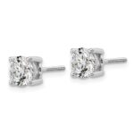 18k White Gold 4 carat Lab Grown Diamond VS+ F+ Round Complete Four Prong Screwback Stud Earrings - Image 2