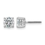 14k White Gold 4 carat Lab Grown Diamond VS+ F+ Round Complete Four Prong Screwback Heavyweight Stud Earrings