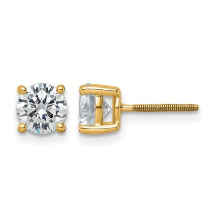 14k 4 carat Certified Lab Grown Diamond VS/SI+ G+ Round Complete Four Prong Screwback Heavyweight Stud Earrings