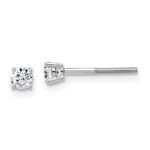 14k White Gold 1/4 carat Lab Grown Diamond VS+ F+ Round Complete Four Prong Lightweight Screwback Stud Earrings