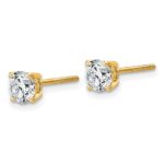14k 1 carat Lab Grown Diamond VS+ F+ Round Complete Four Prong Lightweight Screwback Stud Earrings - Image 2