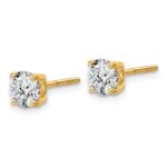 14k 1 1/2 carat Lab Grown Diamond VS+ F+ Round Complete Four Prong Lightweight Screwback Stud Earrings - Image 2