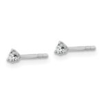 14k White Gold 1/10 carat Lab Grown Diamond VS+ F+ Round Complete Three Prong Stud Earrings - Image 2