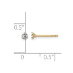14k 1/6 carat Lab Grown Diamond VS/SI+ G+ Round Complete Three Prong Stud Earrings - Image 3